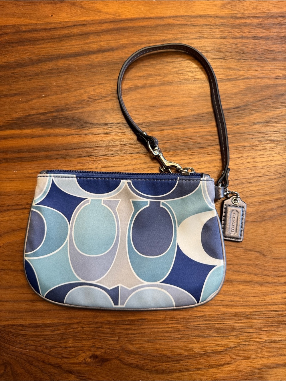 Coach Blue Multi-Tone Signature Wristlet